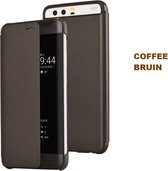 View Flip Smart Cover voor Huawei P10 Plus – Coffee Bruin