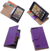 PU Leder Cover Huawei Ascend G6 4G Book/Wallet Case/Cover Lila