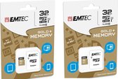 EMTEC 2x Micro SD kaart Gold- 32GB & adapter