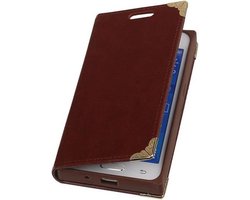 Samsung Galaxy Core 2 - Bruin TPU Map Bookstyle Hoesje - Book Case Wallet Cover Beschermhoes