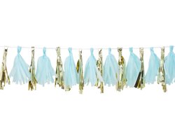 Babyshower decoratie - Ginger Ray Oh Baby! - Tassel slinger Blauw/Goud - 2 meter