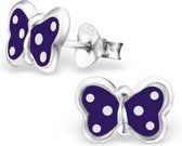 Fako Bijoux® - Kinderoorbellen - 925 Zilver - Vlinder - 10x7mm - Paars