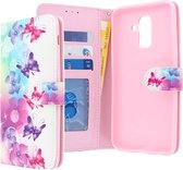 Samsung Galaxy A6+ 2018 hoesje - CaseBoutique - Vlinder print - Kunstleer