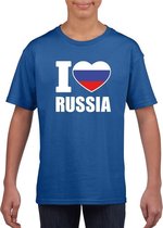 Blauw I love Rusland fan shirt kinderen L (146-152)