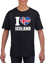 Zwart I love Ijsland fan shirt kinderen XS (110-116)