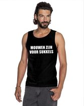 Mouwen zijn voor sukkels tekst singlet shirt/ tanktop zwart heren S