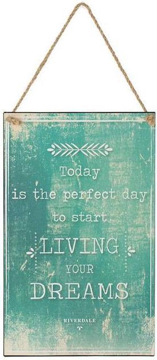 Riverdale Tekstbord Dreams aqua 38cm