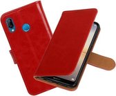 Rood Pull-Up Wallet Case Hoesje voor Huawei P20 Lite
