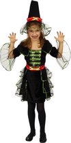 Halloween Heksenjurk met groene pailletten voor meisjes 152