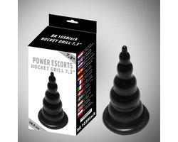 Power Escorts - Rocket Drill - Groot Formaat - Anal Plug - Mega Butt Plug - 7.3 Inch / 18.5 cm - BR105 - Zwart