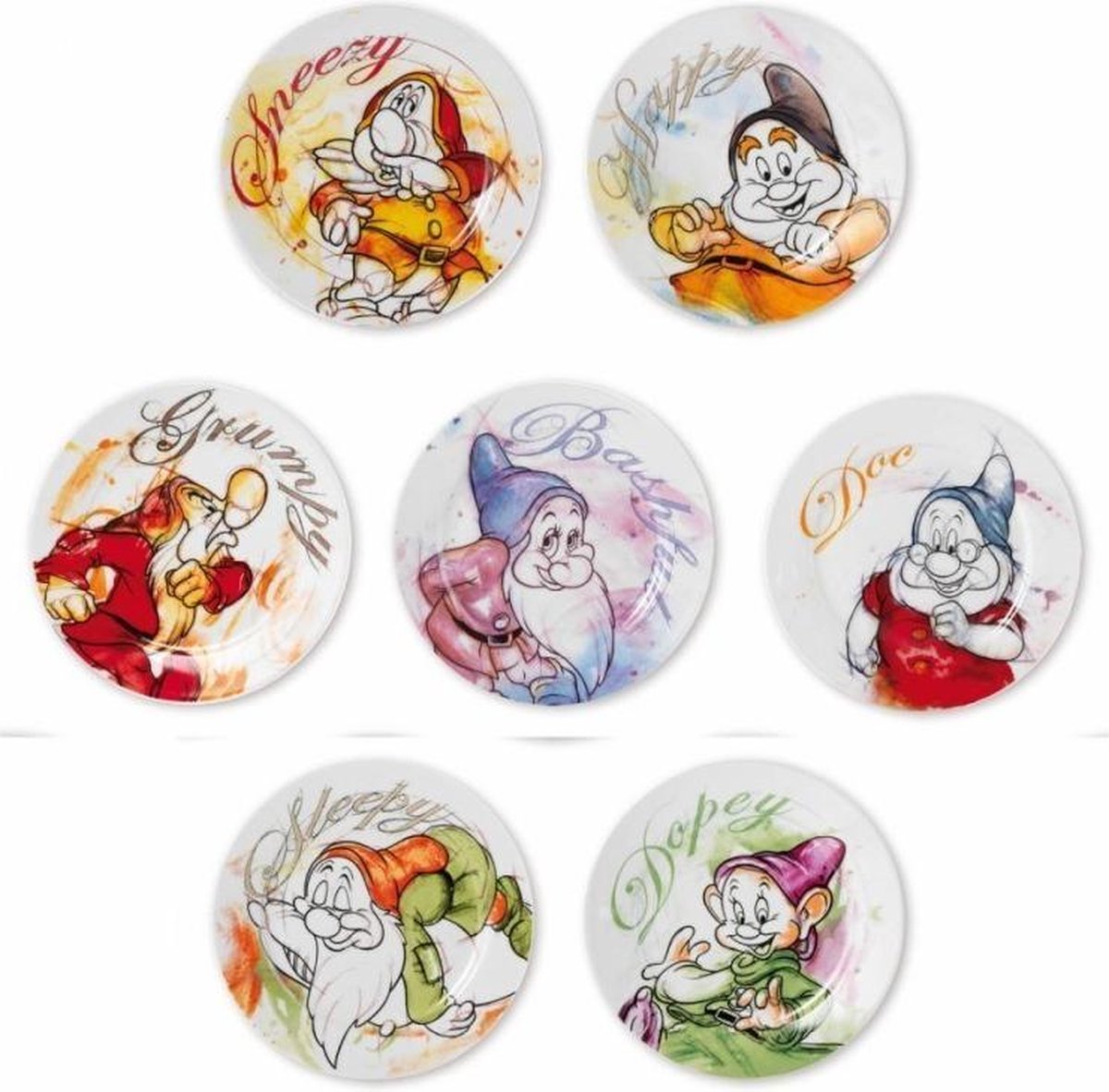 Disney Zeven Dwergen Set 7 dessert borden
