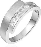 Schitterende Mat Glans Zilveren Ring met Zirkonia's 19.00 mm. (maat 60) model 124