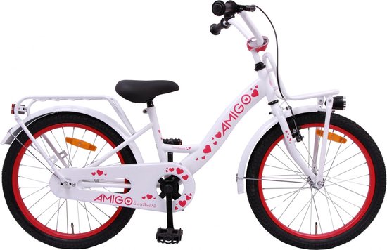 Amigo Sweetheart - Kinderfiets 18 Inch - Meisjes - Wit | bol.com