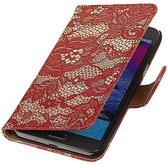 Lace Bookstyle Wallet Case Hoesjes voor Grand MAX G720N0 Rood