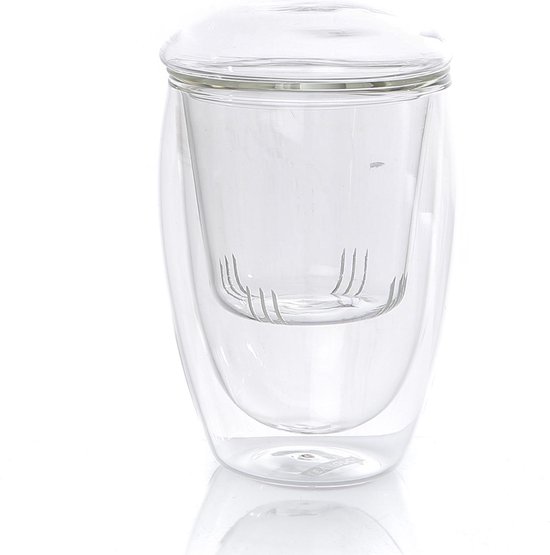 Glas Dubbelwandig 350 ml met filter en deksel per 2 stuks | bol.com