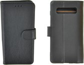 Pearlycase Echt Leder Zwart Wallet Bookcase Hoesje voor Samsung Galaxy S10