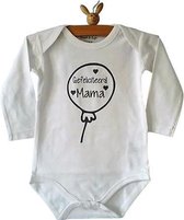 Baby Rompertje met tekst unisex Gefeliciteerd mama! | Lange mouw | wit | maat 74/80