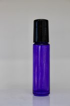 Paars glazen rollerflesje rvs (10 ml) - rolflesje - aromatherapie - prijs per stuk