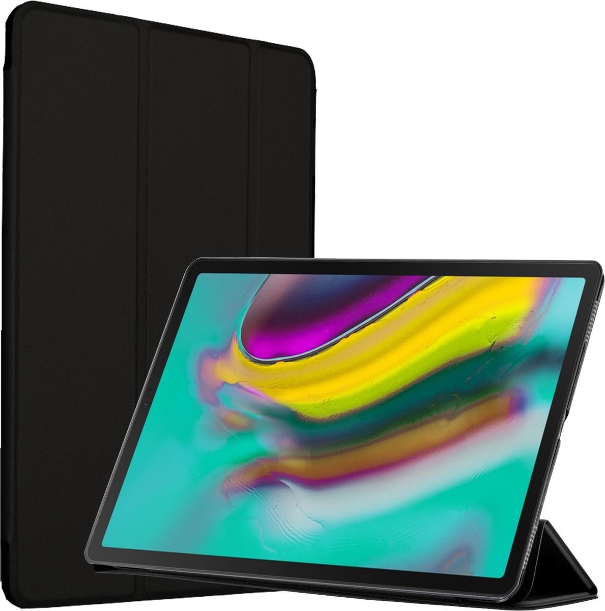Hoes geschikt voor Samsung Galaxy Tab S5e - Smart Book Case Tri-Fold Hoesje - iCall - Zwart
