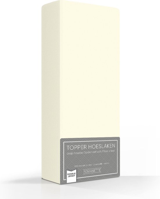 Comfortabele Dubbel Jersey Topper Hoeslaken Ecru | 140/150/160x200/210/220 | Heerlijk Zacht | Extra Dikke Kwaliteit