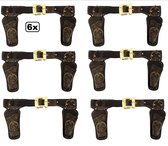 6x Cowboy dubbel holster zwart volwassenen