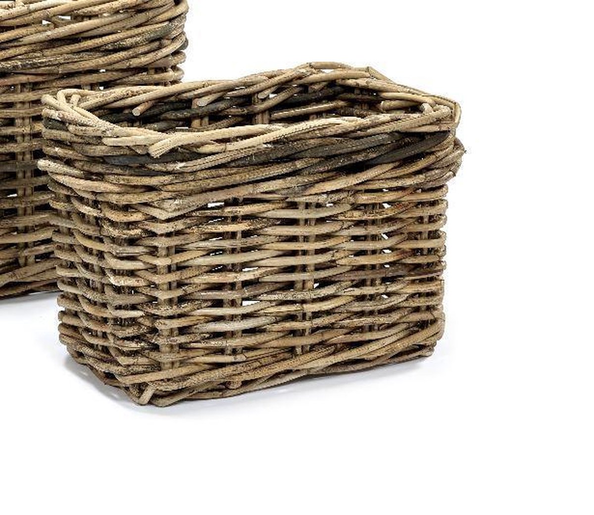 Maison Péderrey Rieten mand Rectangular basket Riet Bruin-Beige-Naturel-Grijs D 60 cm x 38 cm x H 40 cm