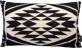 Black Aztec Long Kussenhoes | Katoen/Linnen | 30 x 50 cm