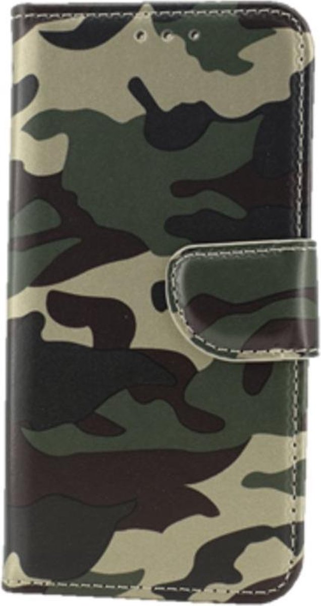 Xssive Hoesje voor Apple iPhone X - Book Case - geschikt voor 3 pasjes - Camouflage Groen