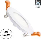 LED Downlighter Slim 3w, 230 Lumen, 4000K Neutraal Wit, Wit, Aluminium Body, Gatmaat Φ75mm