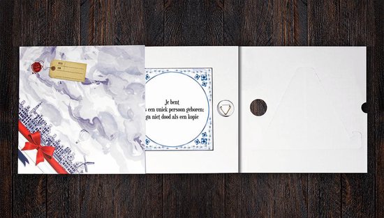 Uniek Tegeltje met Spreuk (uniek  cadeau): Je bent als een uniek persoon geboren; ga niet dood als een kopie + Cadeau verpakking & Plakhanger