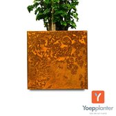 Yoepplanter Plantenbak  - 3x Innovatie: Koppelbare Verrijdbare en Wisselbaar Design - Grote Bloembak Bloempot Plantenpot - Binnen Buiten Tuin Balkon en Huiskamer - Groot 40x40x40 Vierkant  Corten-Staal