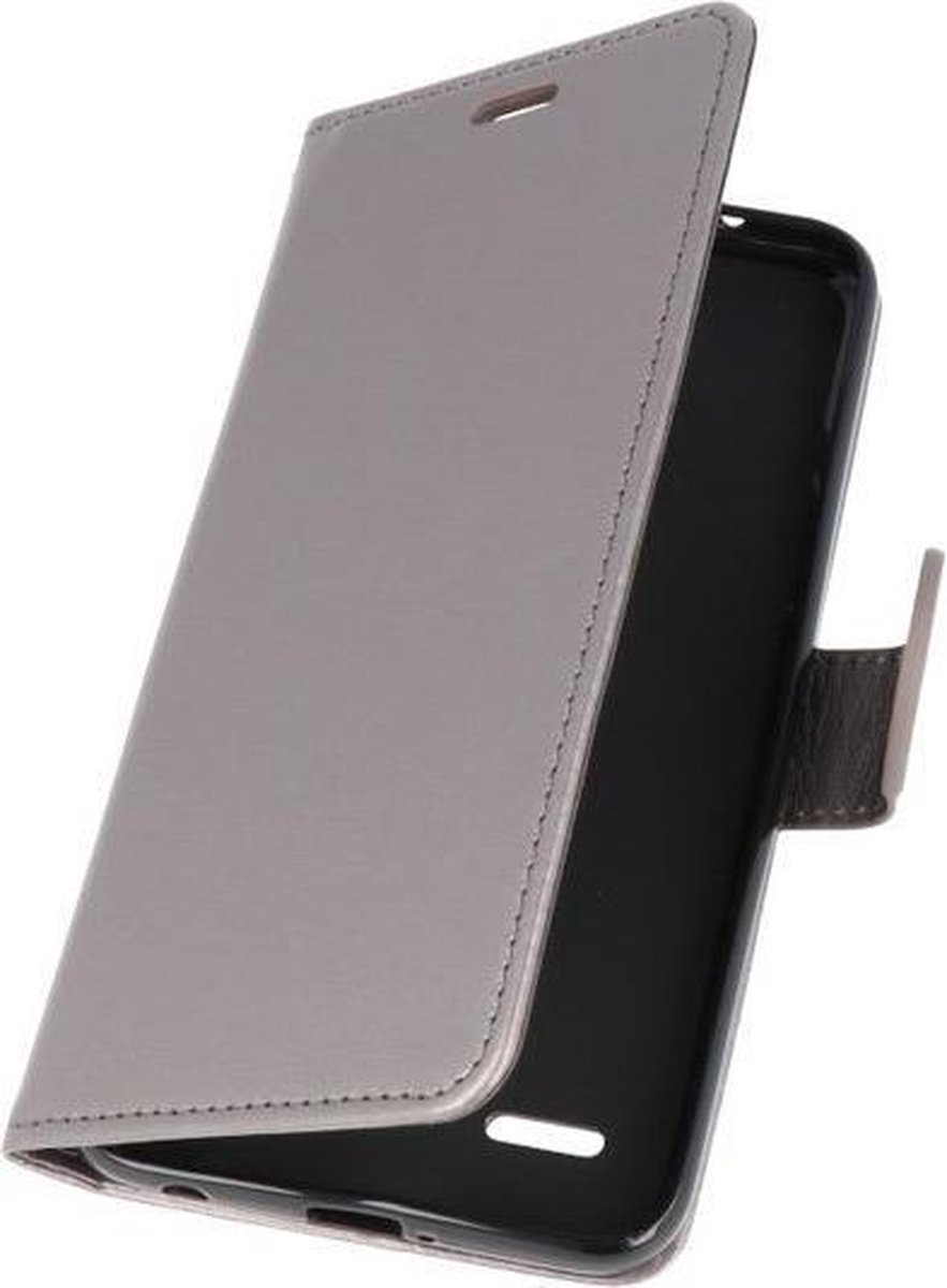 Grijs Wallet Case Hoesje voor LG K10 2018