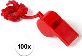 100 morceaux de sifflets sportifs rouges sur un cordon