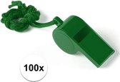 100 Stuks groene sportfluitjes aan koord