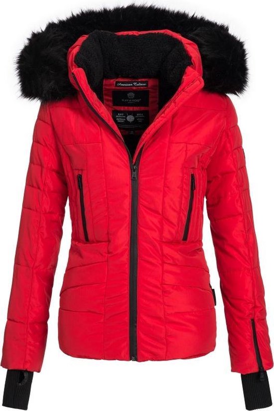 Pigment Huis geweten Adele rode dames winterjas kort model gevoerd met rood XS | bol.com