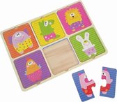 Houten puzzel in frame dieren 6x2 stukken