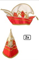 2x Prinsenmuts rood/champagne luxe met steentjes