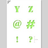QBIX Lettersjabloon T Z @ # ! ? A5 Formaat Kunststof - Hoogte letters 2,7cm
