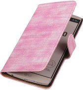 Lizard Bookstyle Wallet Case Hoesjes voor LG V10 Roze