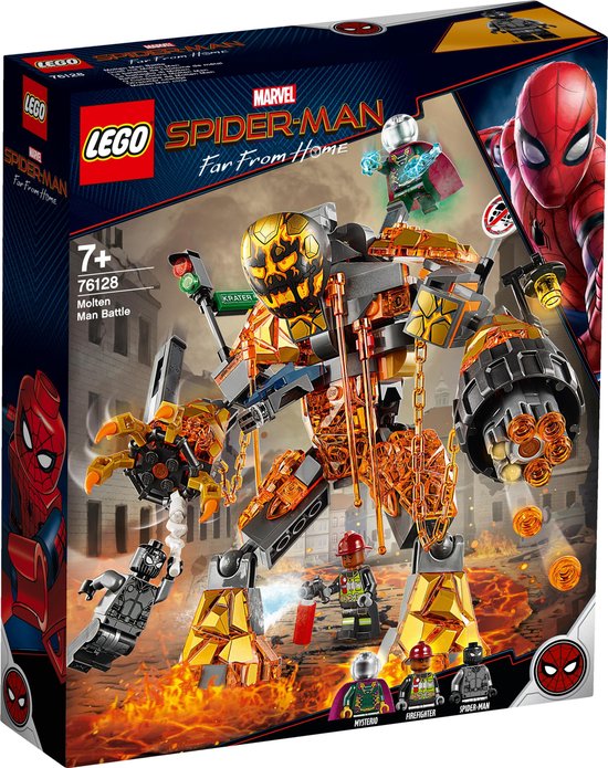LEGO Marvel Super Heroes Marvel Spider-Man Far From Home : Spider-Man et la bataille de l'Homme de métal 76128 – Kit de construction (295 pièces)