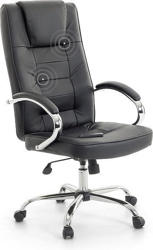 Massagestoel zwart met stoelverwarming - bureaustoel - leren stoel -  DIAMOND II | bol.com