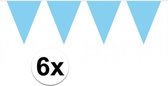6x vlaggenlijn / slinger baby blauw 10 meter - totaal 60 meter - slingers