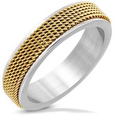 Amanto Ring Akram Gold - 316L Staal - Mesh Band - 6mm - Maat 60-19mm