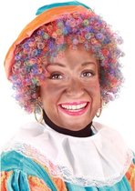 Regenboog kleuren roetveeg Piet pruik met verstelbare kap - Multicolour