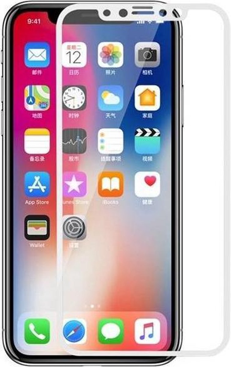 3D Tempered glass/ beschermglas/ screenprotector voor geschikt voor iPhone X Wit