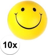 10x Rond stressballetje smiley face