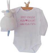 Baby Rompertje met tekst Sorry jongens mijn hart behoort aan mijn papa | Lange mouw | wit | maat 50/56