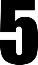 Cijfer 5 Deursticker Dikgedrukt - Kliko Sticker - Huisnummer - Zwart