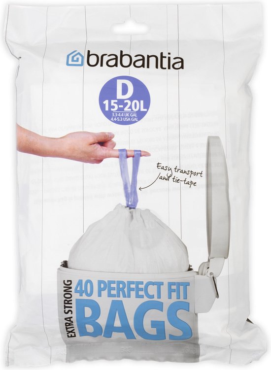 Brabantia PerfectFit Vuilniszakken - 15/20 l - Code D - 40 stuks | bol.com