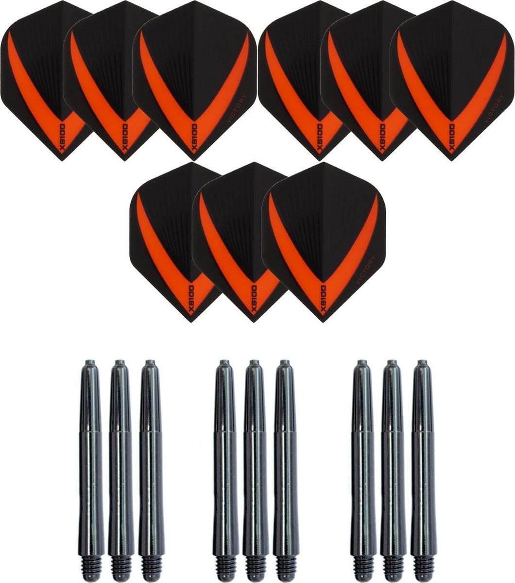 3 sets (9 stuks) Super Sterke - Oranje - Vista-X - darts flights - inclusief 3 sets (9 stuks) - medium - darts shafts